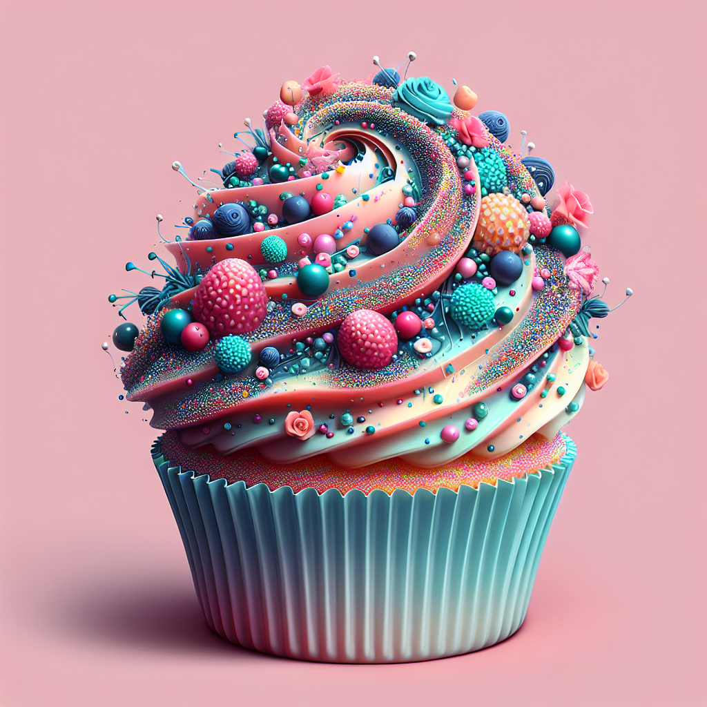 Realistic stock image of a decorated cupcake